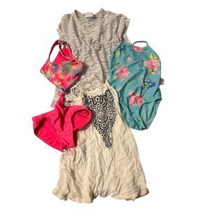 Children’s Place girls sz 5 swimsuit & coverup bundle lot of 4 white crochet flo